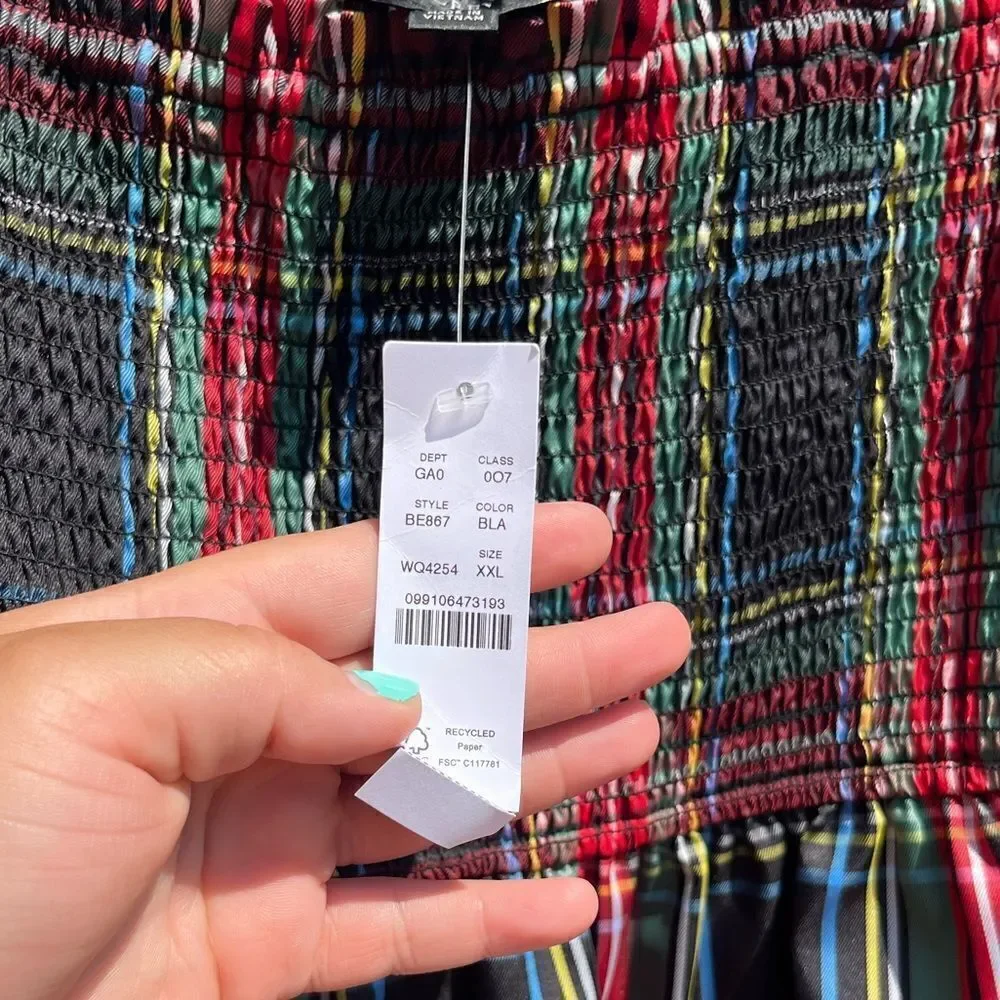 J Crew Puff-sleeve Smocked Top in Stewart Tartan NWT